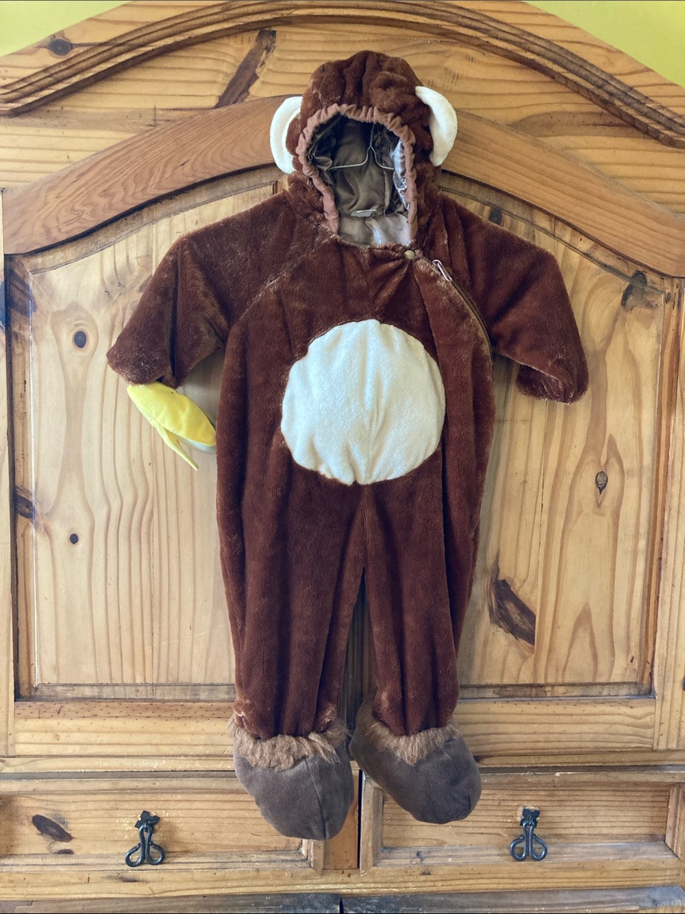 Kids monkey banana Halloween hooded costume size 2T-3T